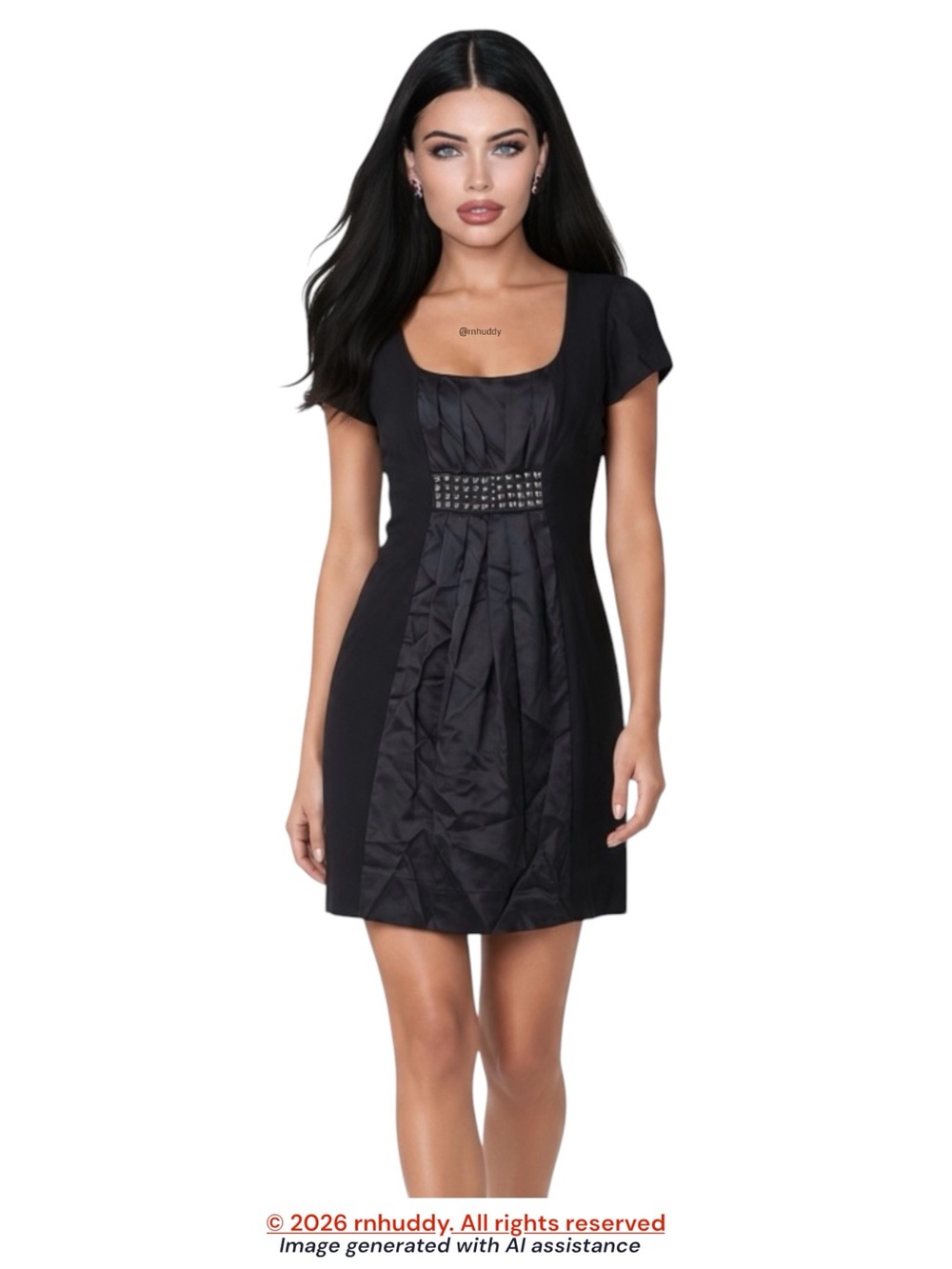 NWT Hale Bob S black 94% silk embellished dress